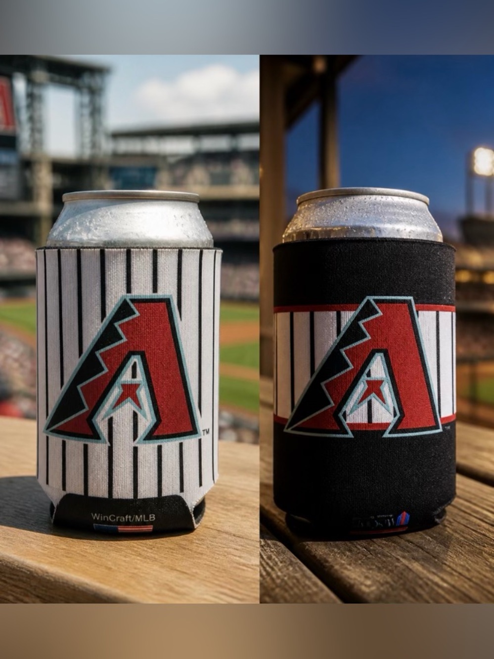 MLB Arizona Diamondbacks Pinstripe Beverage Cooler Drink Sleeve/Koozie - 2 Sided